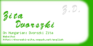 zita dvorszki business card